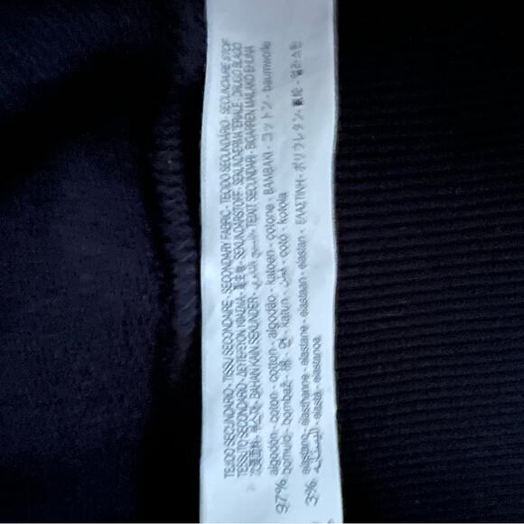 Zara black long sleeve sweatshirt w shirt back and high low hem, white text ~ S - Picture 9 of 11